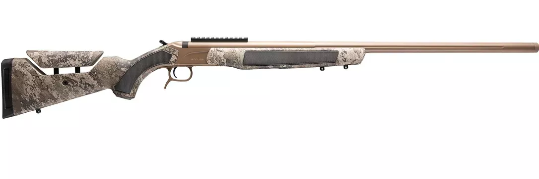 CVA Accura LR-X Muzzleloader .45 Caliber Varifame Ignition - FDE Cerakote & Nitride Barrel - True Timber Strata Camo - PR3208NM - Hunt Gear Supply
