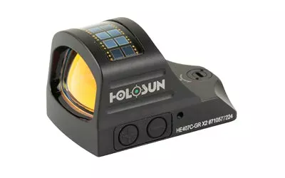 Holosun Technologies 407C-GR-X2 | Green Dot | 2 MOA | Black Color | Side Battery | Solar Failsafe HE407C-GR X2 - Hunt Gear Supply